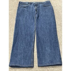 Dearborn Denim Men's Blue Stretch Straight Leg Jeans USA Made 38 x 34 Whiskering